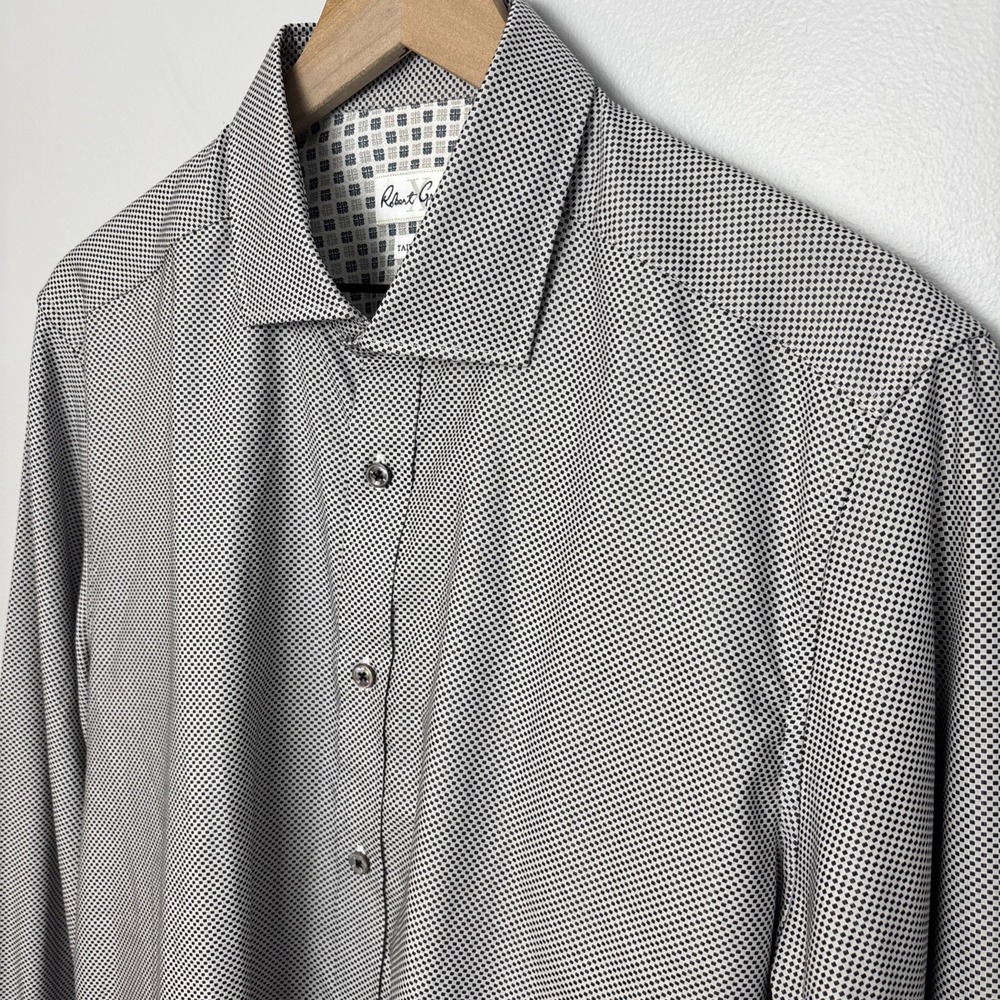Robert Graham X Button-Front Dress Shirt Men's 17/43 Gray‎ Geometric 100% Cotton